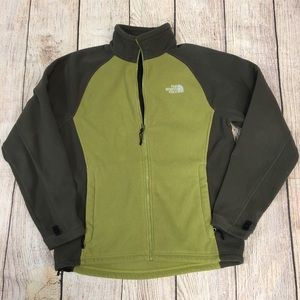 ❤️North Face Zip up Fleece Oliver Green Color Blocked Size Medium
